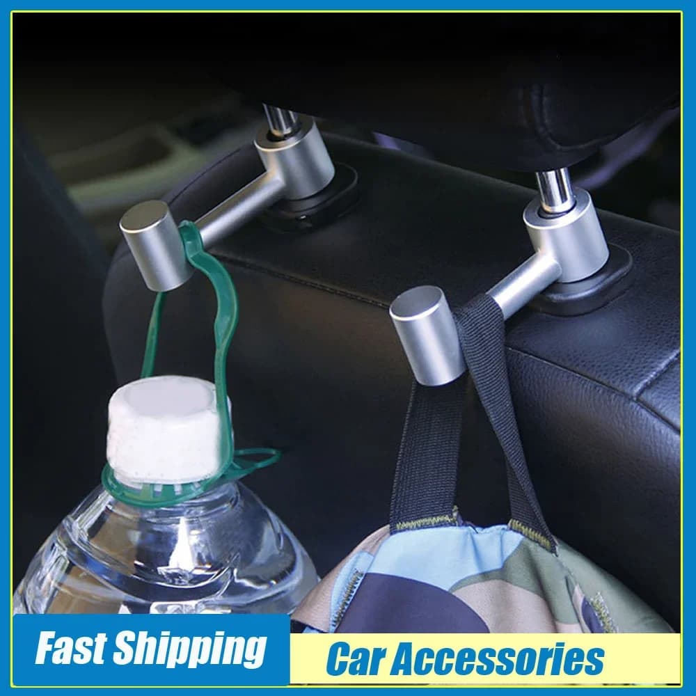 Gancio appendiabiti universale per schienale seggiolino auto Organizzatore di stoccaggio per auto in lega di alluminio Gancio nascosto Gancio per poggiatesta automatico Accessori interni per auto