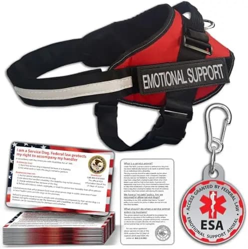 Gilet per cani di supporto emotivo, con targhetta identificativa e carte ADA incluse – Imbracatura resistente per cani da servizio