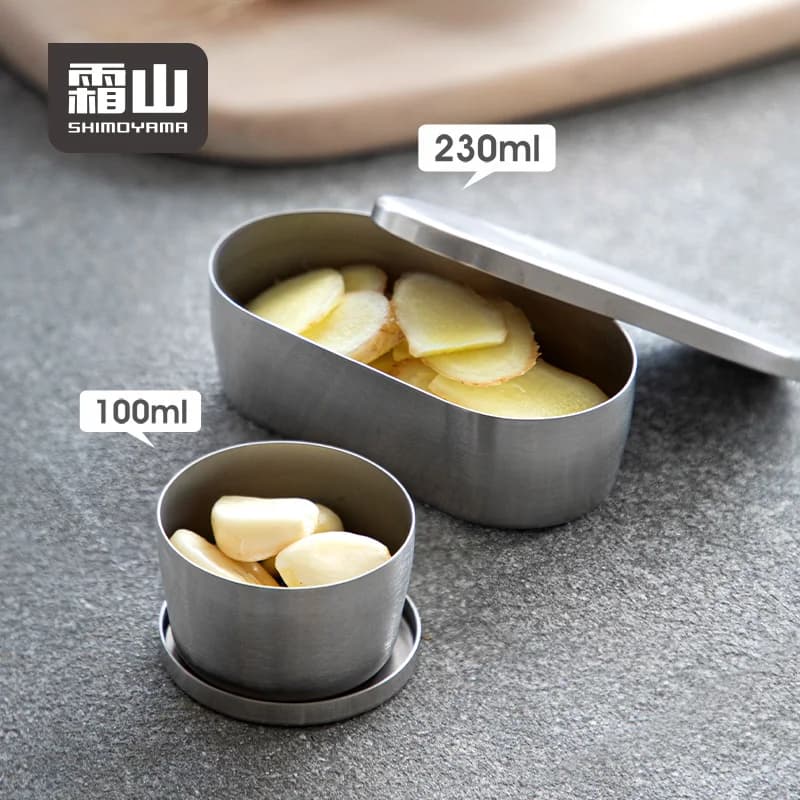 SHIMOYAMA Camping Food Container for Fruit, Salad, Garlic and Seasoning, Stainless Steel 304, Lightweight and Multifunctional