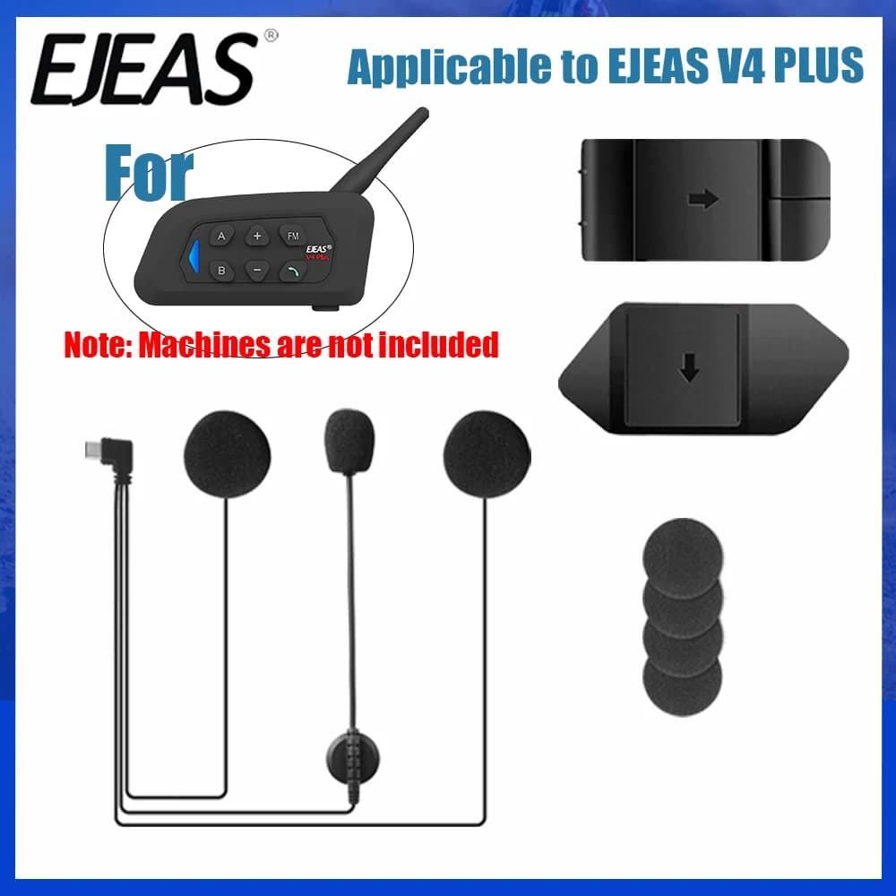 EJEAS V4 PLUS TYPE-C microfono altoparlante auricolare auricolare con Clip di montaggio Base a nastro biadesivo citofono per casco moto
