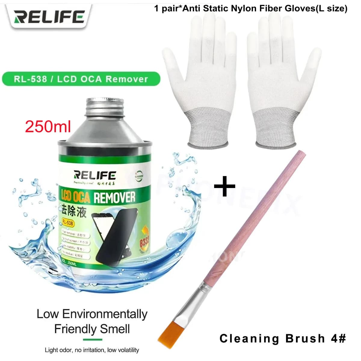 RELIFE RL-538 250ml Mobile Phone Repair LCD Screen Glue Remover Remove the Screens OCA Glue Fast Degumming Cleaning Tools Kit