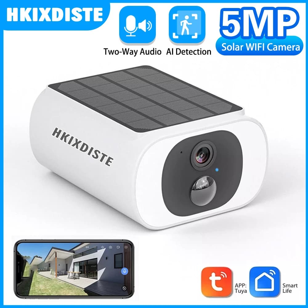 TUYA Smart 5MP Solar Security 2.4G WIFI Camera Wireless Battery Powered Outdoor Two Way Audio Color Night Vision Cloud Storage