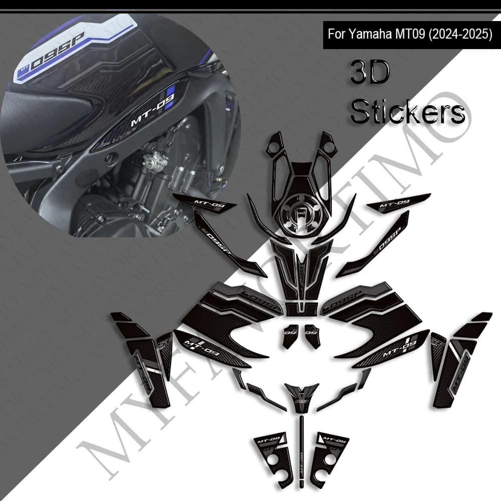 Per Yamaha MT-09 MT09 MT 09 SP Moto Rilievo del Carro Armato Gas Olio Combustibile Kit Carenatura Parafango Anteriore Protezione Adesivi Decalcomanie 2024 2025