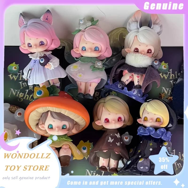 Nuovo Impopo Whisper In Night Series Blind Box Kawaii Mini Figura Desktop Car Ornament Collection Modello Giocattolo alla moda Ragazze Regalo per bambini