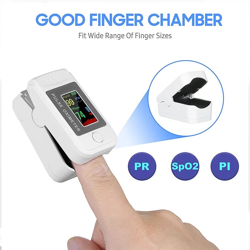 Medical Oxymeter Strap Cordino Pvc Point Pole SpO2 PI Blood Oxygen Saturation Monitor Digital LED Display for Adults