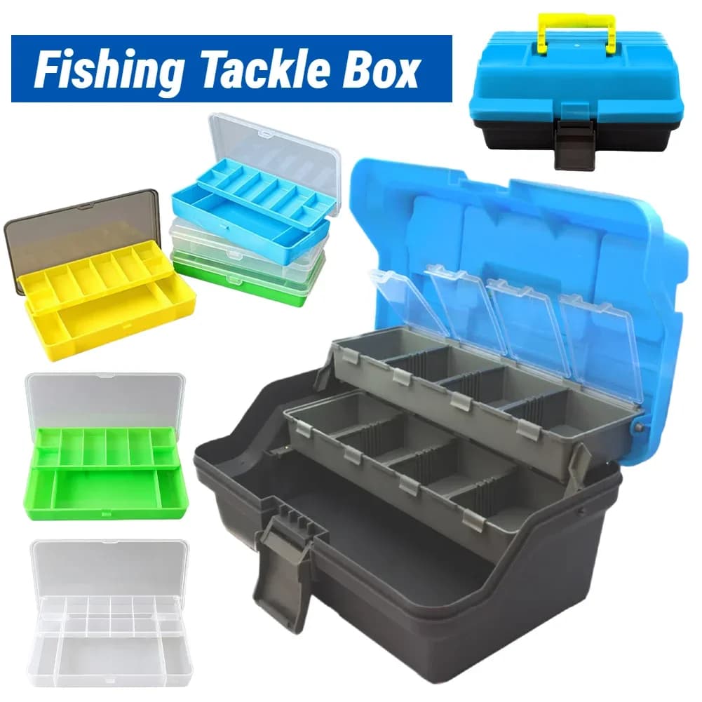 3 Layer Folding Fishing Esche Box Portable Tool Box Multi-purpose Fishing Tool Box with Handle To Store Fishing Equipment