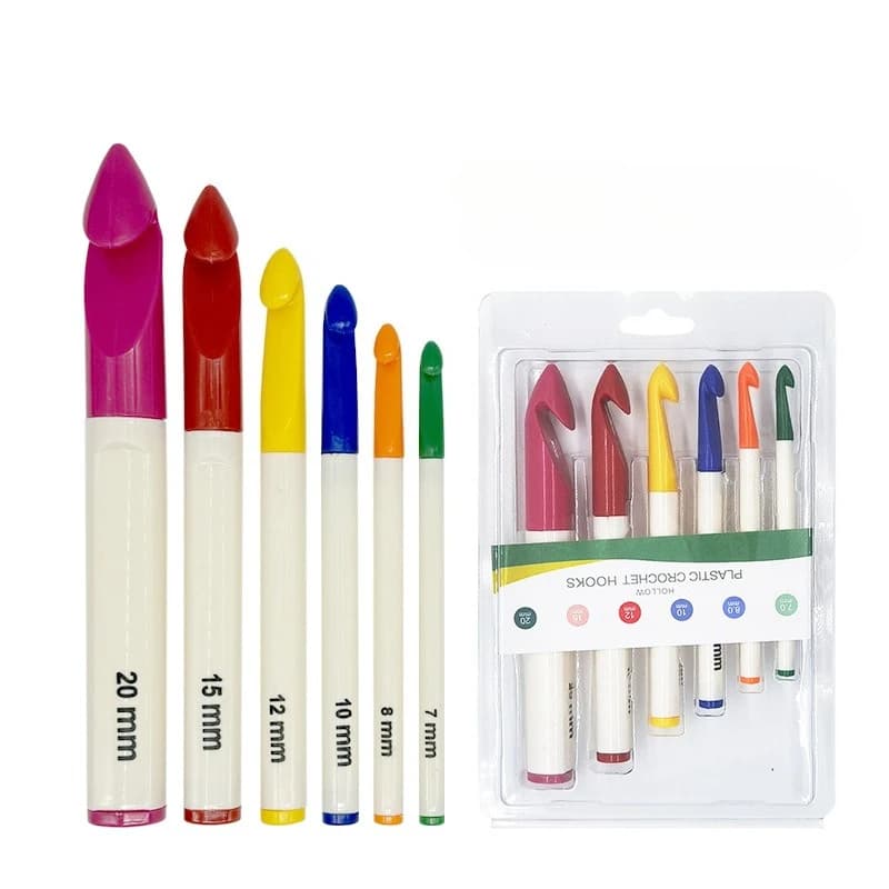 6Pcs Plastic Handle Knitting Circular Knitting Needle Set Handmade Wool Crochet Needle Arge Size Carpet Wool Knitting Craft Tool