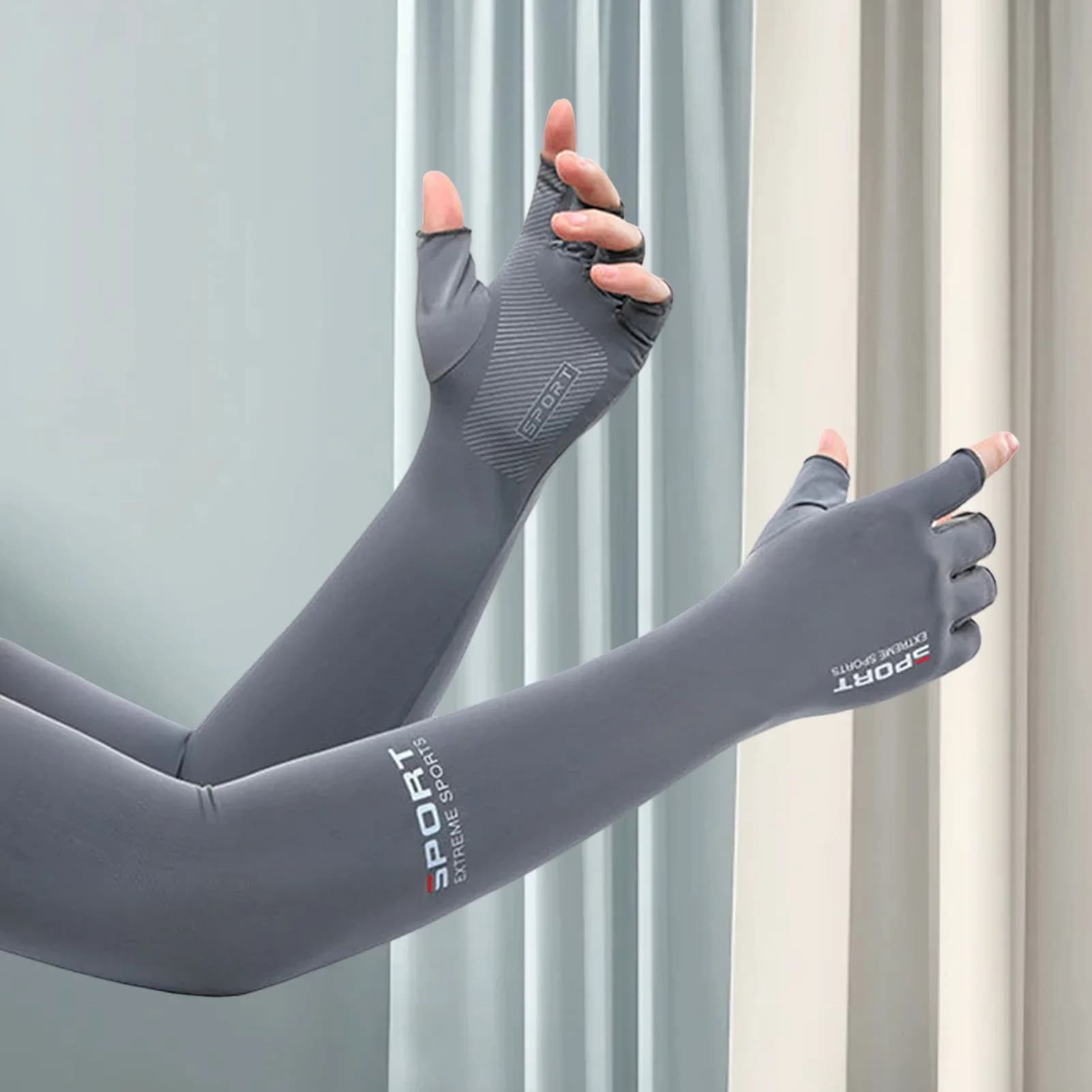 Manicotti rinfrescanti estivi tinta unita anti-UV antiscivolo, ideali per corsa, ciclismo, basket