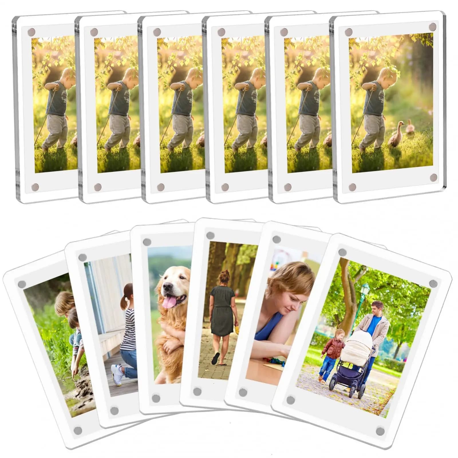 1-10 Cornici per foto magnetiche su 2 lati per frigorifero acrilico da 3 pollici per Fujifilm Instax Mini 12 9 8 7s 25 50s Mini pellicola di carta fotografica