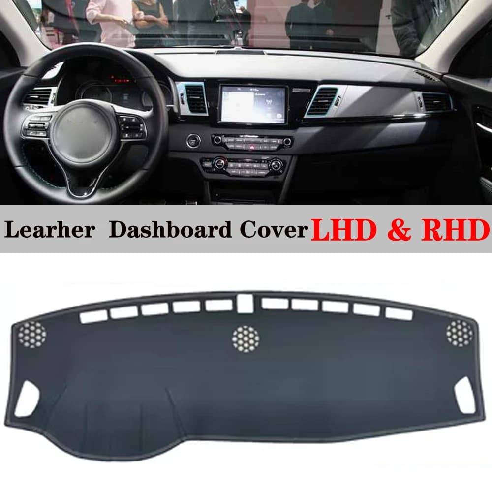 Dashmat in pelle copertura del cruscotto dell'automobile tappetino da cruscotto accessori per auto tappeto anti-uv per KIA NIRO EV 2016 2017 2018 2019 2020-2022
