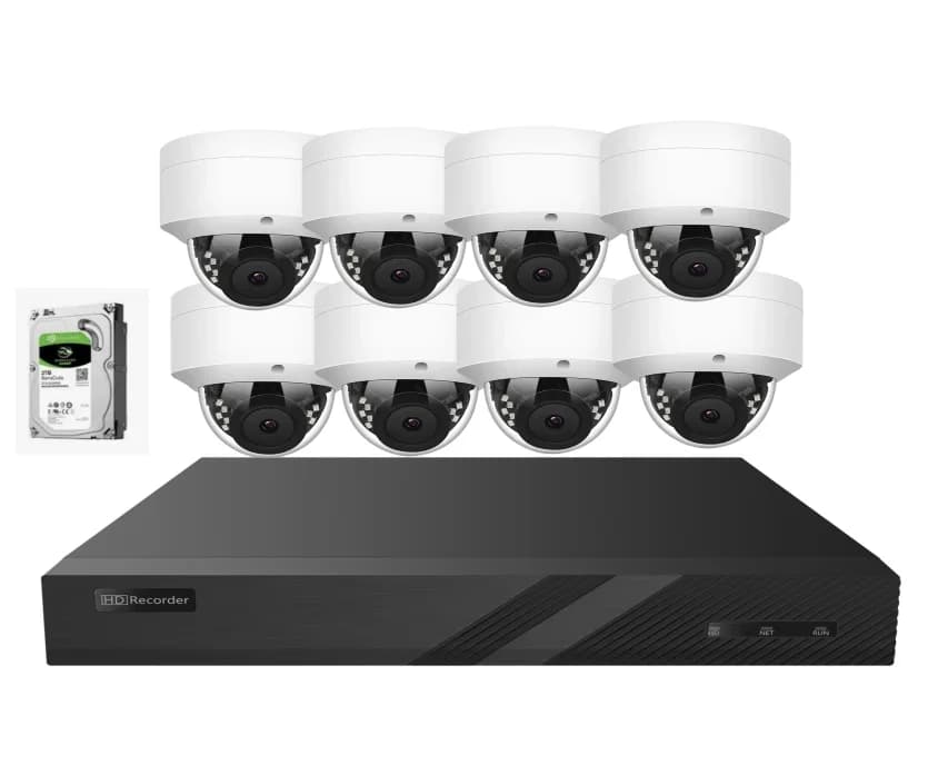 8MP PoE Security Dome Security System, 8CH 4K POE NVR KITS, with 8pcs 4K IP POE Camera