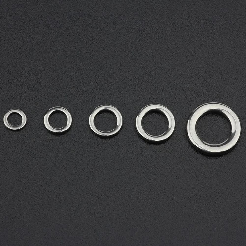 50pcs Stainless Steel Solid Rings Seamless Split Rings Swivels for Fishing Lure Rigging Terminal Tackle and Hook Rigging Tasks