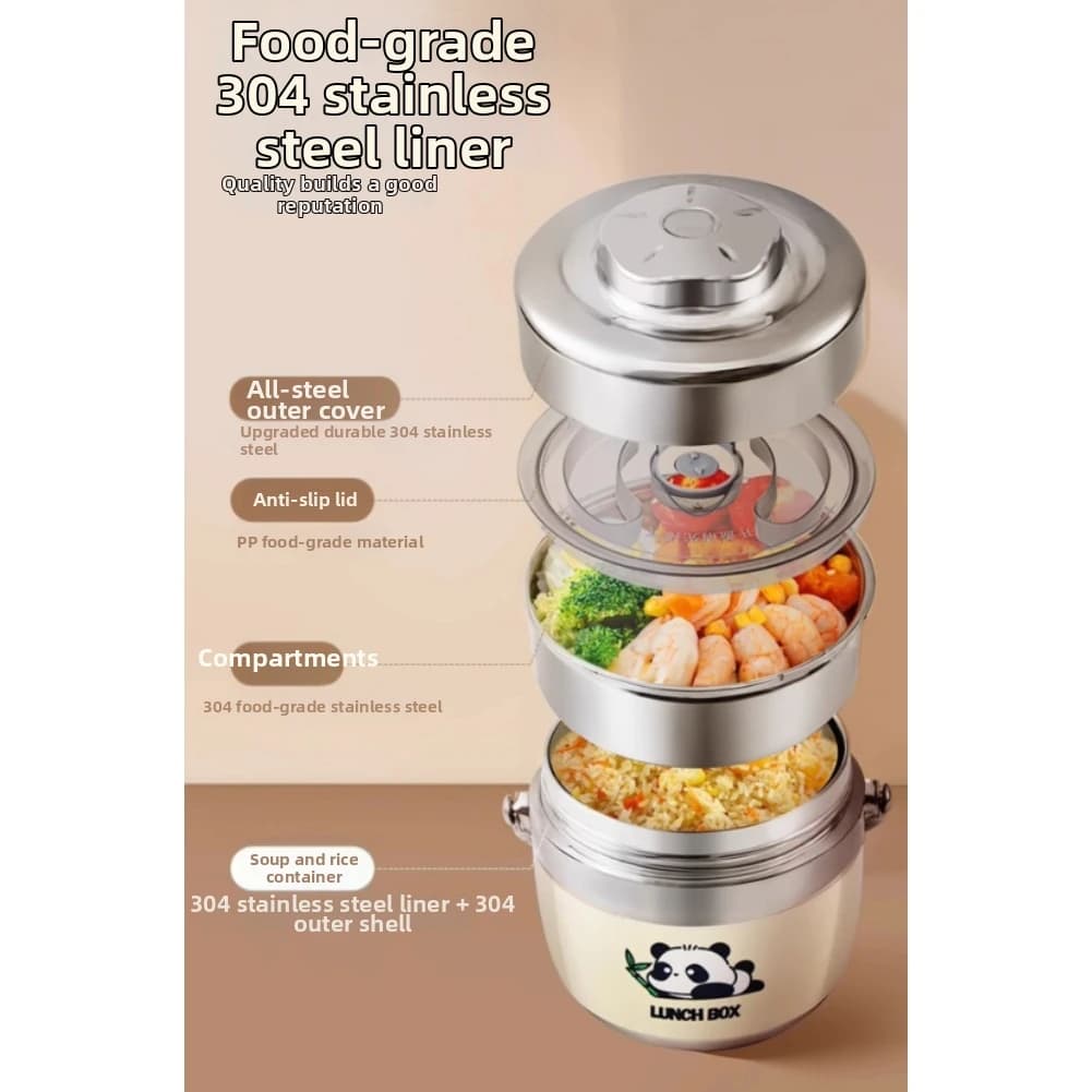 Leak Proof Lunchbox Insulated Lunch Box For Work Lunches 304 Stainless Steel Dual Sealing System Ergonomic Handle