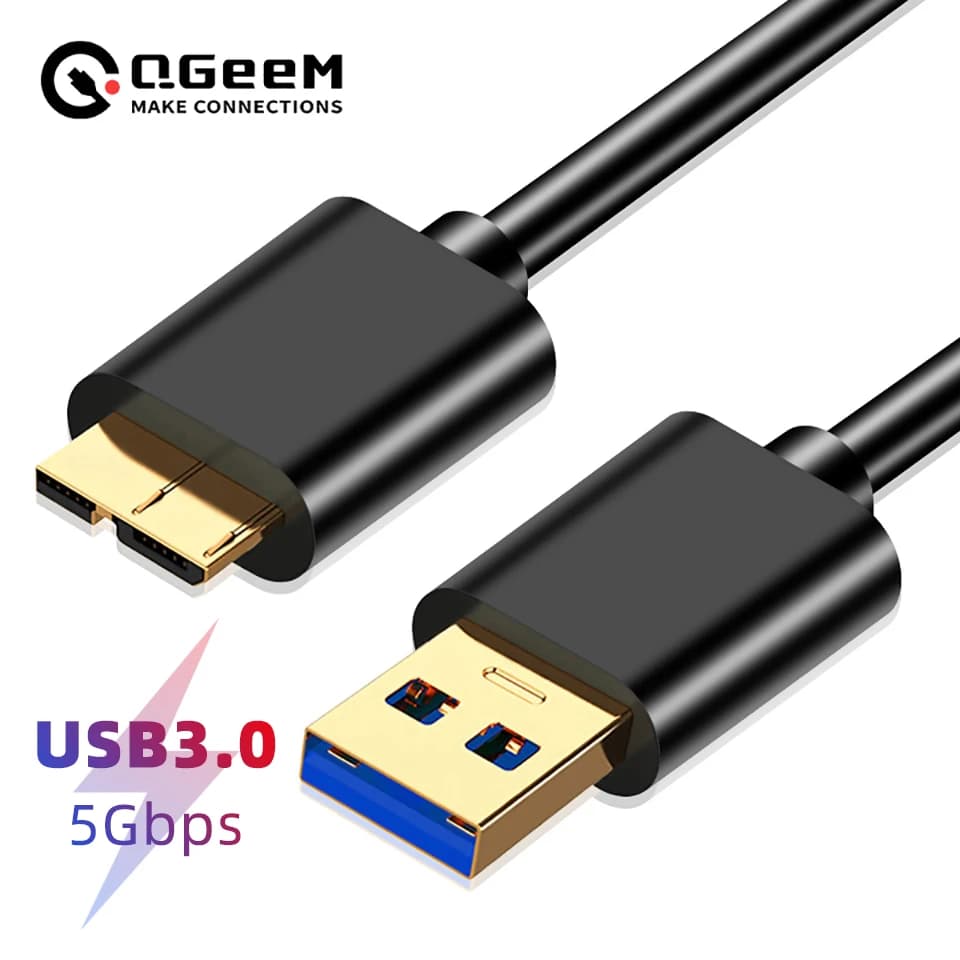 Cavo QGEEM Micro USB 3.0 Cavo da tipo A a Micro B per disco rigido esterno HDD Samsung S5 Note3 Cavo dati HDD USB