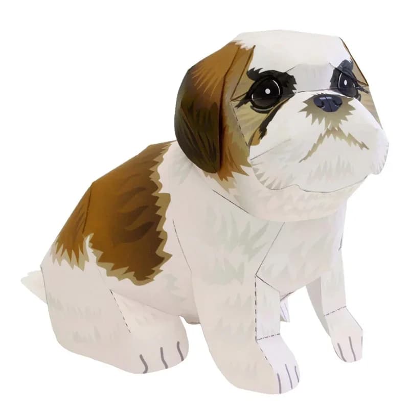 Shih Tzu Dog Origami Art Folding Mini Cute 3D Paper Model Papercraft Animal DIY Kids Adult Handmade Craft Toys QD-031