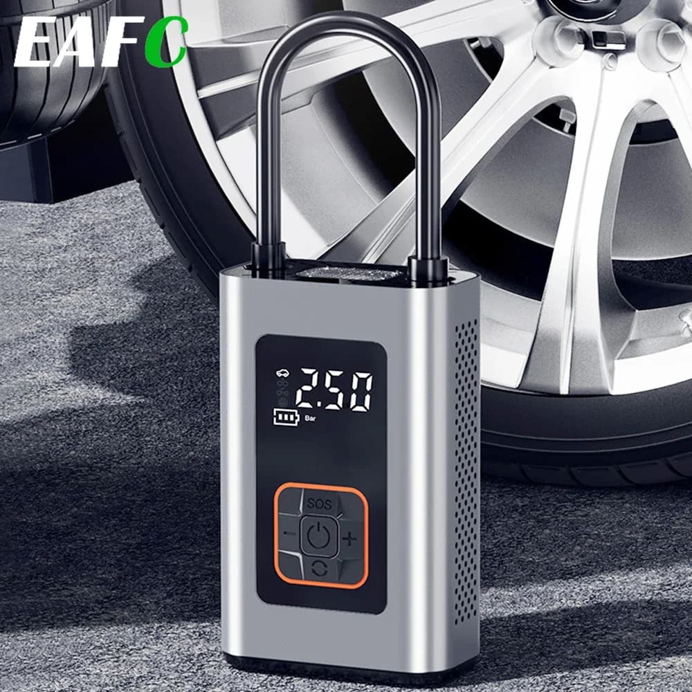 EAFC Mini gonfiatore elettrico per pneumatici pompa di gonfiaggio ricaricabile senza fili pompa di gonfiaggio per pneumatici per auto con pompa di visualizzazione dello schermo a LED