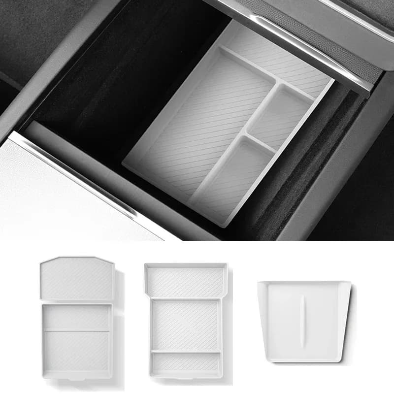 For Tesla Model 3 Highland 2024 2025: Organizing Tray for Central Arm, Lower Mat for Container and Organization
