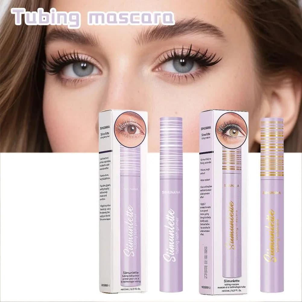 Siimunana Siimunlette Tubing Mascara & Lash Primer Set 8ml – Impermeabile, Resistente al Sudore, Allungante e Volumizzante, Lunga Durata