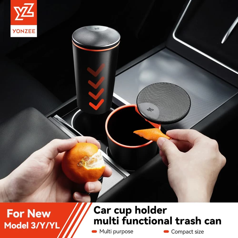 YZ Mini Car Trash Can Garbage Bin Storage Bucket Portable Interior Waste Organizer Container for Tesla Model 3 Y YL YZ Juniper