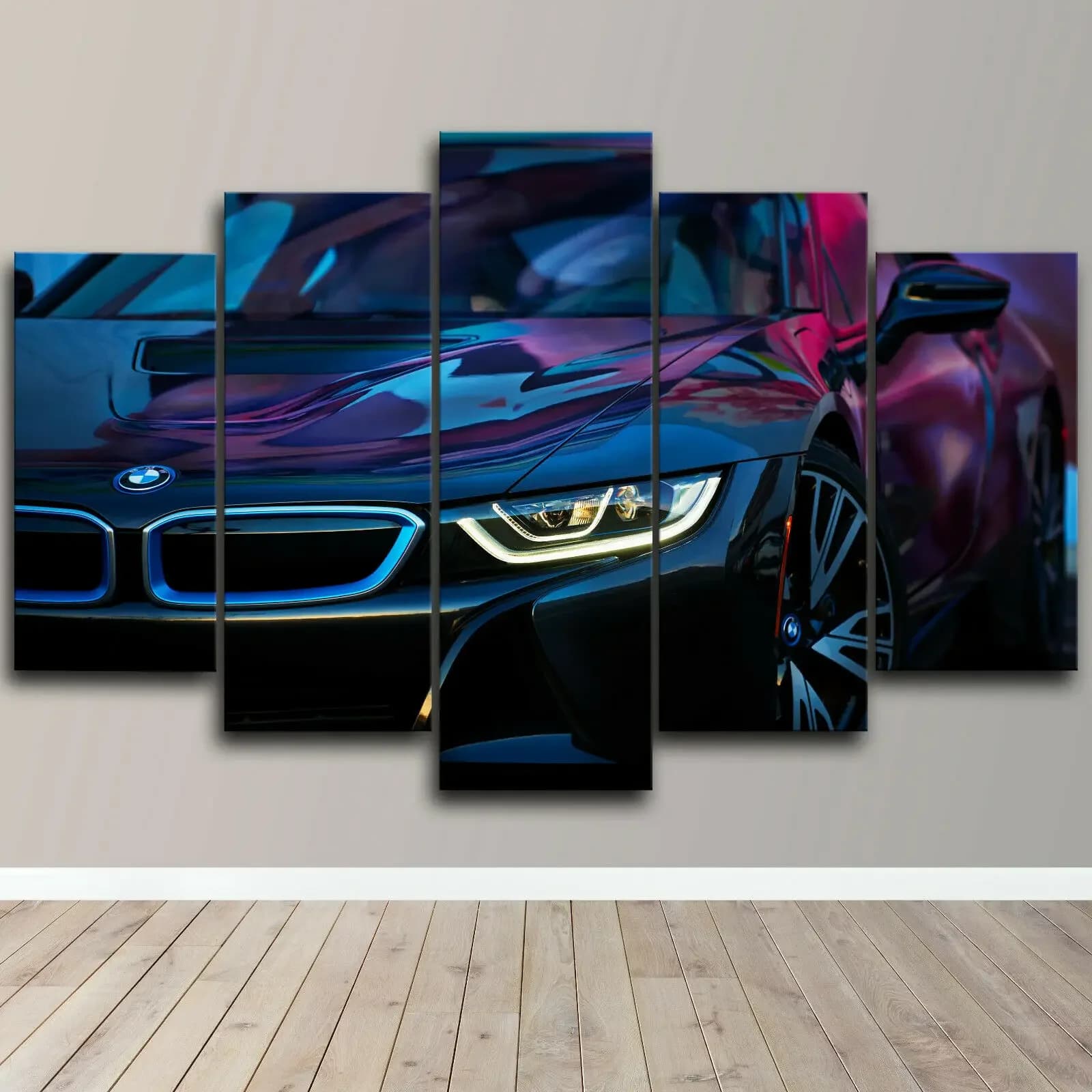 Frameless 5 Pieces Dark Blue Sports Car German I8 poster image on canvas print wall art canvas painting wall decoration for living room