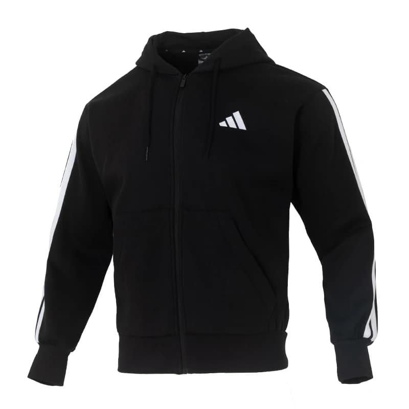 Giacca Adidas da uomo in bianco e nero, abbigliamento sportivo casual, felpa con cappuccio in pile, giacca in maglia comoda e traspirante Jd1870