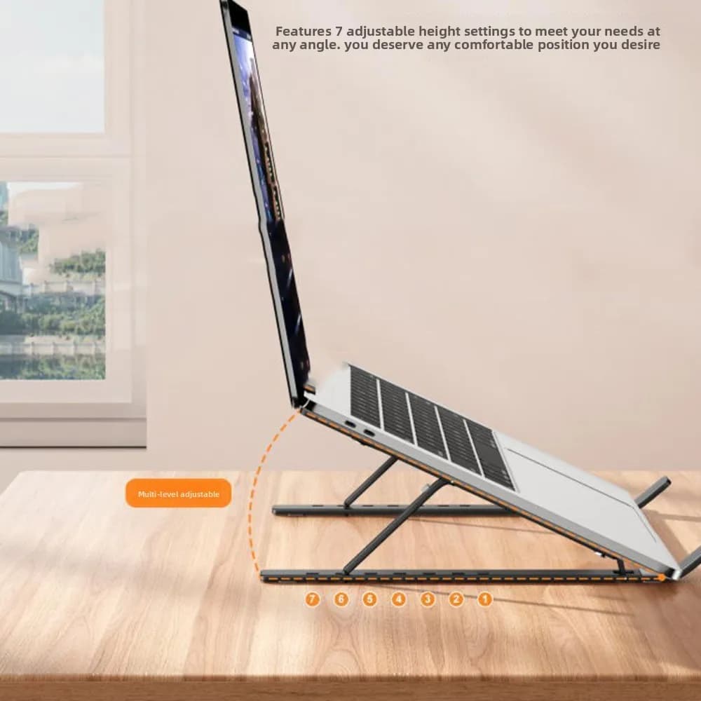 Supporto Regolabile per Laptop, Pieghevole e Portatile, Base di Raffreddamento in Lega di Alluminio per Notebook, per Camera da Letto