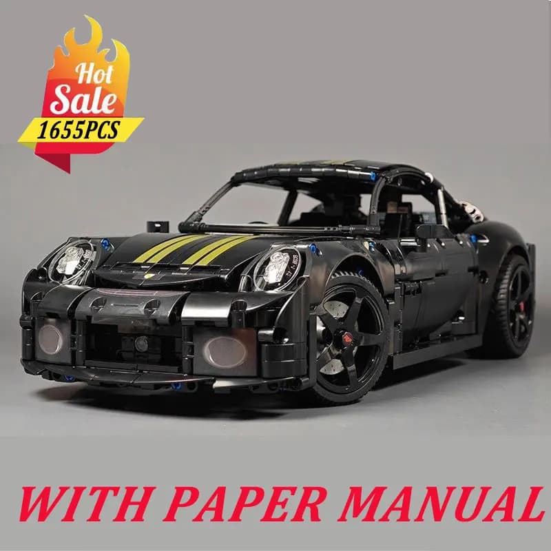 C63006 Super Sport Racing GT Car 1:10 Black Hypercar Model Building Brocks Bricks Puzzle Toy Assembly Birthday Gift