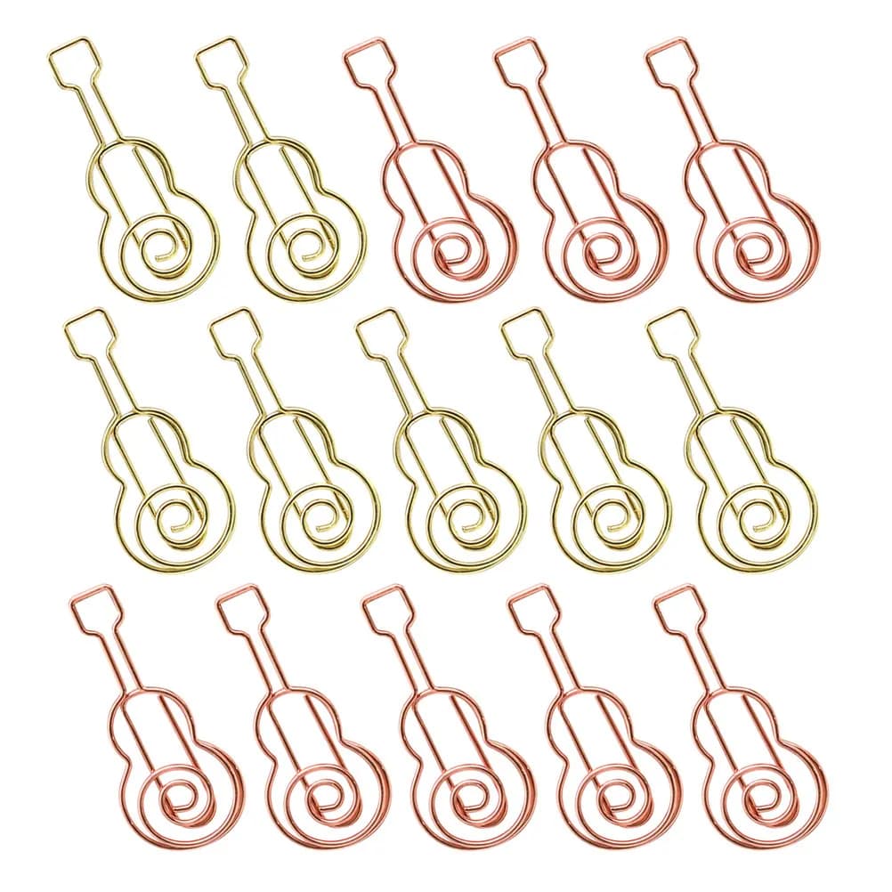 40 fermagli in metallo a forma di chitarra, a tema strumenti musicali, per segnalare pagine, ideali per studenti, agenda, quaderni, organizzazione, simpatici
