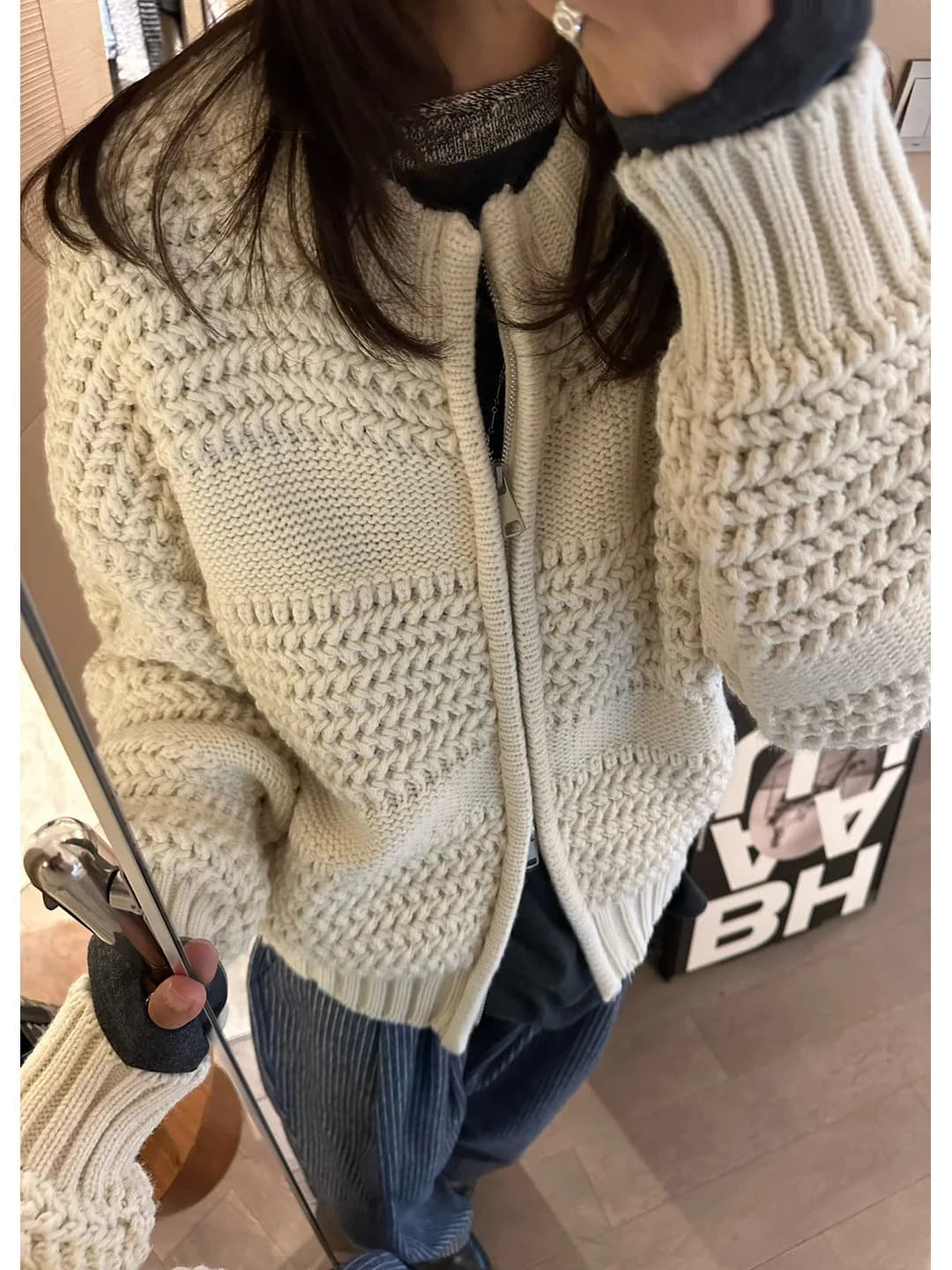 Cardigan con cerniera lavorato a maglia con ago di ananas addensato Cappotto caldo girocollo da donna Autunno Inverno Maglione casual nuovo stile