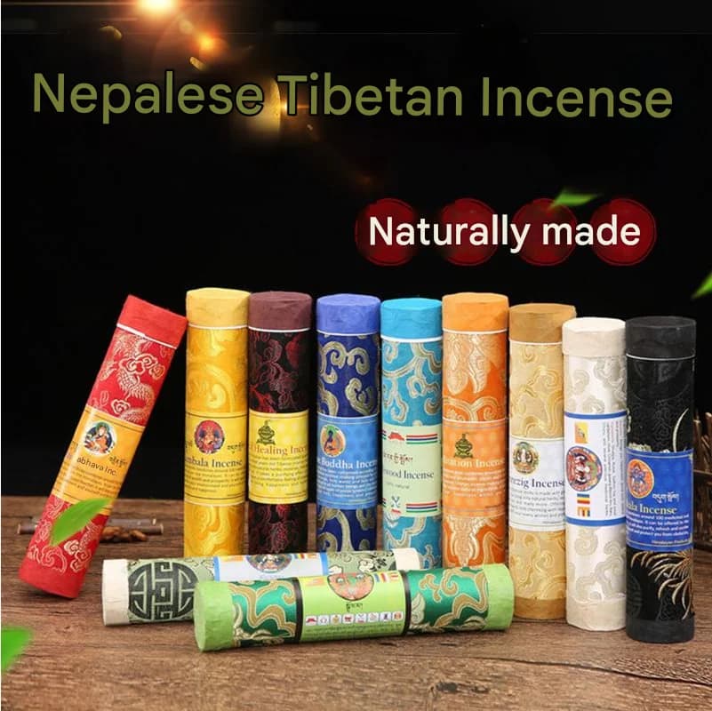 Bastoncini di incenso nepalese con custodia in seta da 25 pezzi Bastoncini di incenso rituale dell'Himalaya per purificatore Shala Yoga