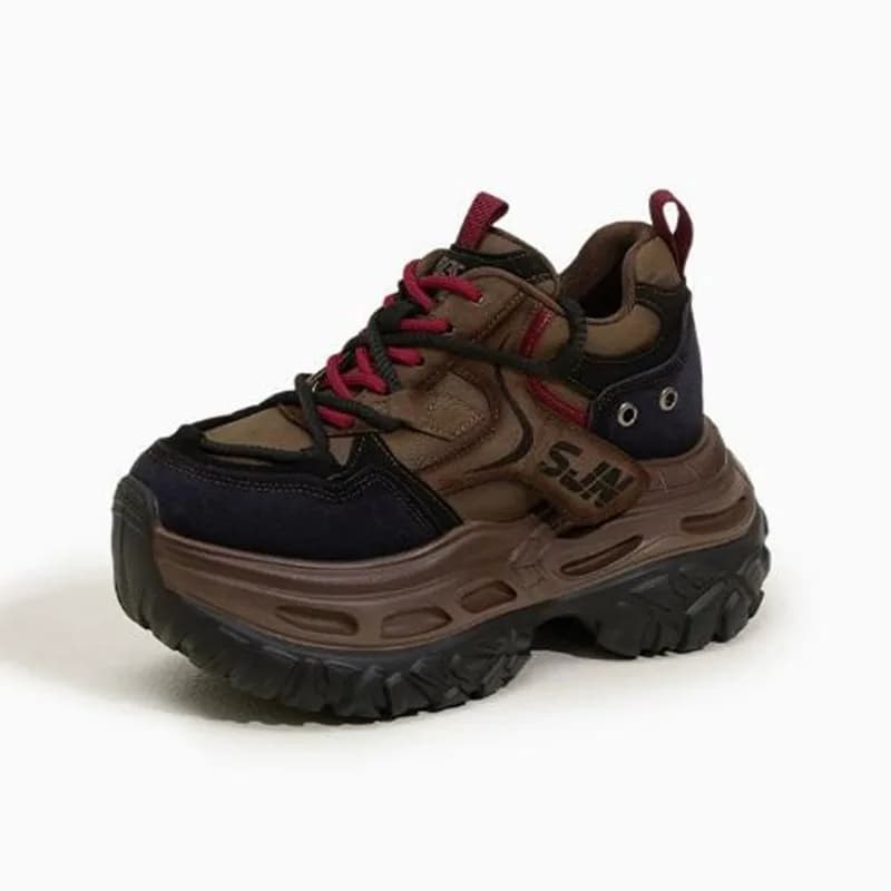 Sneakers con Plateau Primaverili e Autunnali per Donne, Scarpe Casual con Tacco Grosso, Multicolore, Aumento di Altezza, Scarpe Sportive Vulcanizzate