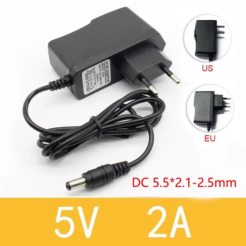 Alimentatore switching 5V2A Nuovo adattatore convertitore AC 110V 220V DC 5V 2A 2000mA Alimentatore Spina UE DC 5,5mm x 2,1-2,5mm