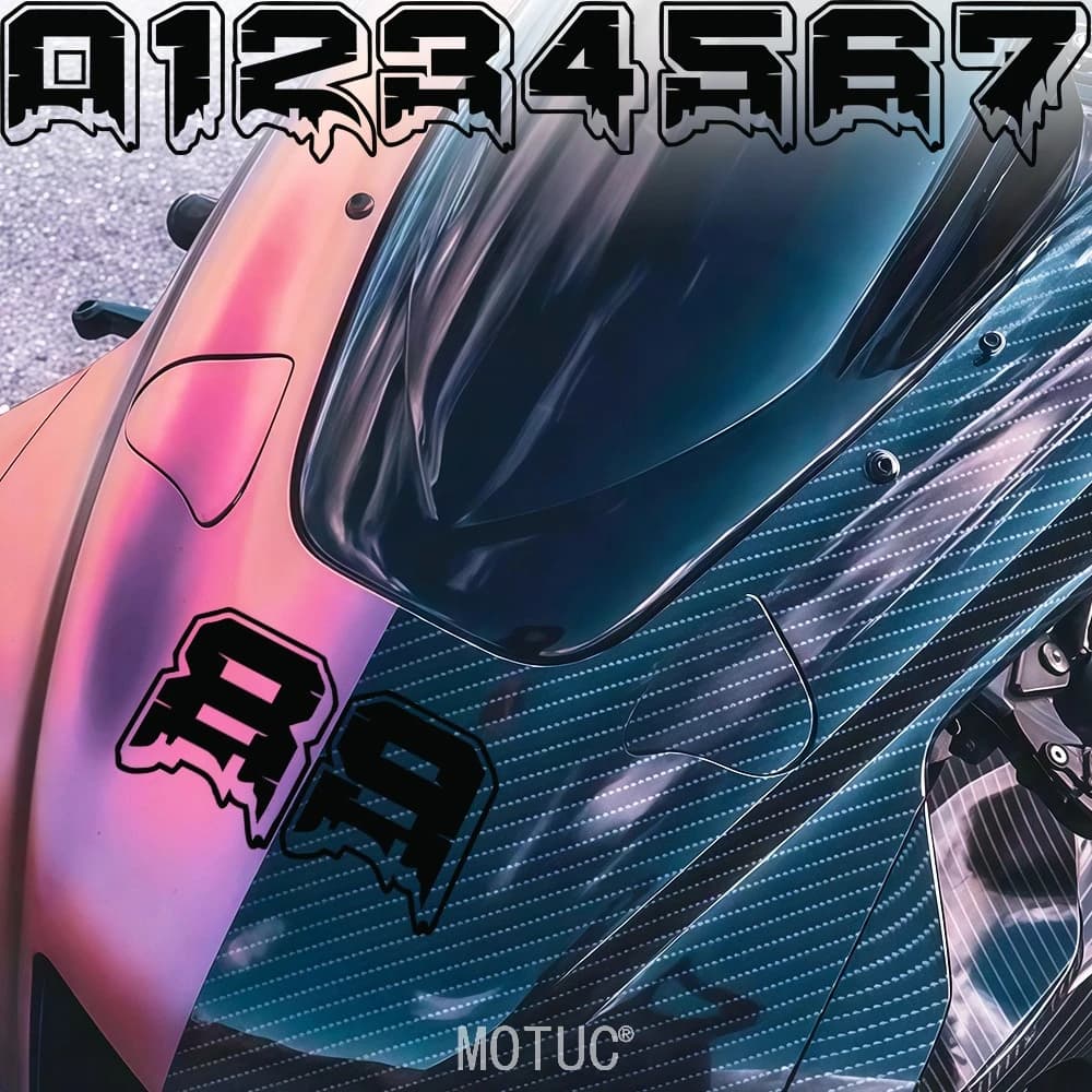 Dripping Style 0-9 Number Stickers Waterproof Self-Adhesive Vinyl Decals for Motorcycle Helmet Car Decor