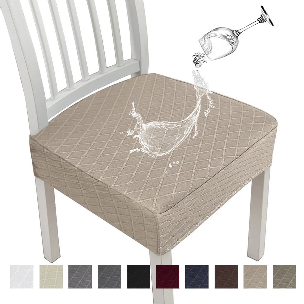 Diamond Jacquard Water-resistant Chair Covers for Home Dining Hotel Wedding Chairs Protector Black White Gray Stool Seat Cover
