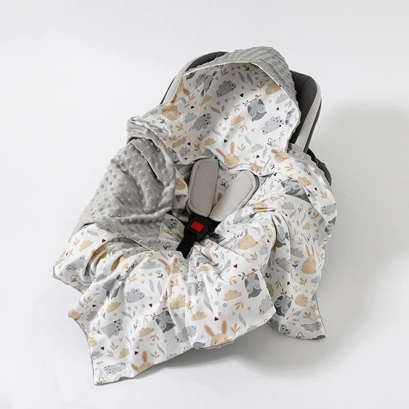 Coperta per passeggino, coperta per seggiolino neonato, coperta per culla, coperta in pile, coperta avvolgente per neonati, copertura con cappuccio per passeggino