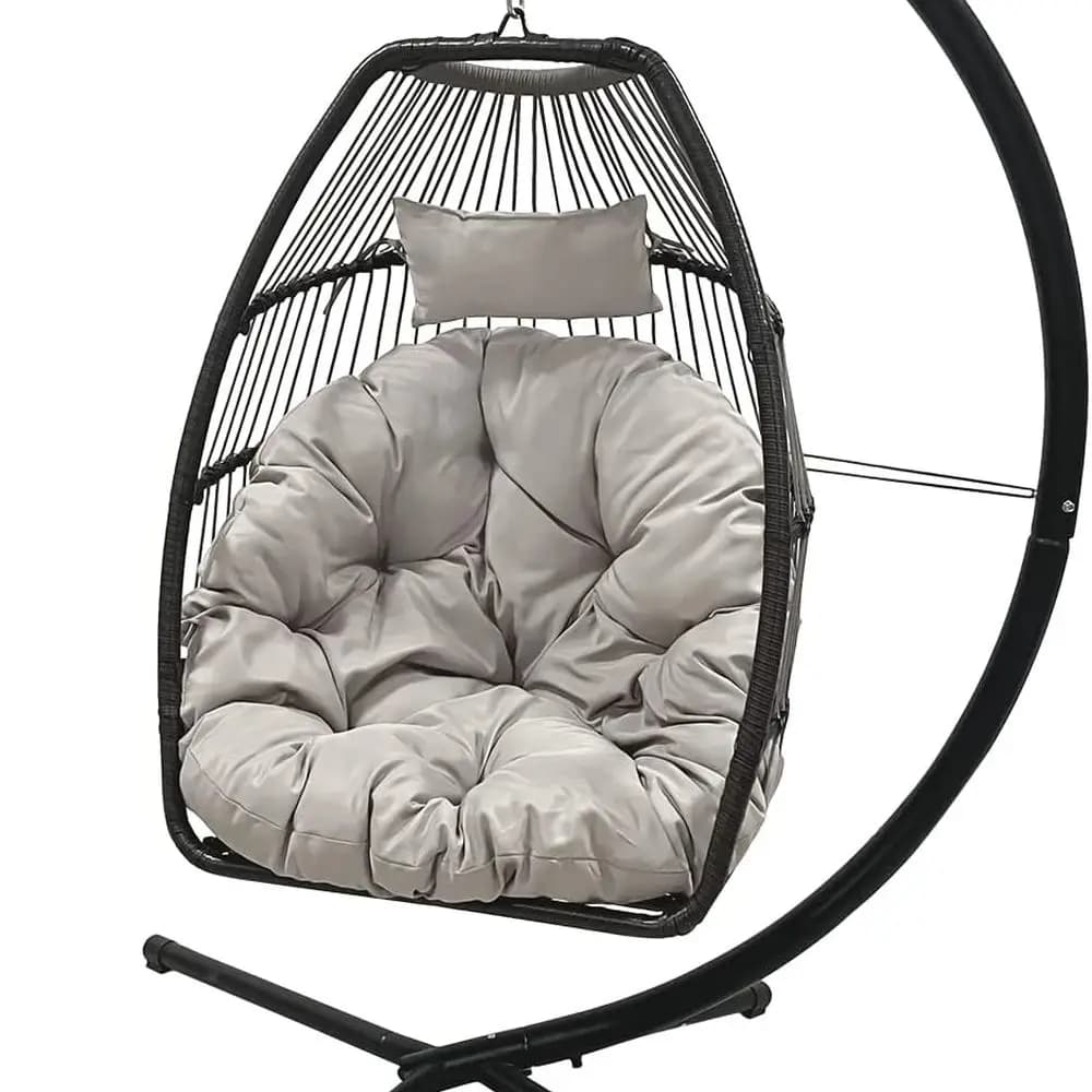 TIFICY Hammock chair, basket chair, hanging rocking chair with UV-resistant cushion for interior, exterior, bedroom, garden, courtyard