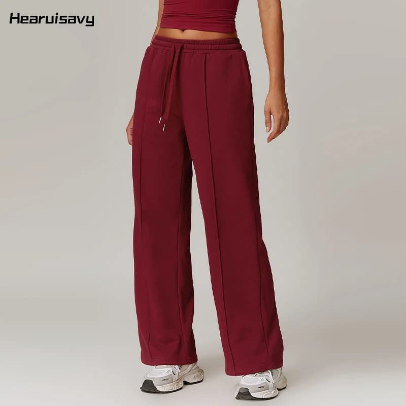 Pantaloni sportivi da donna Hearuisavy invernali a vita alta con tasche, pantaloni da fitness e palestra, pantaloni casual larghi a gamba larga