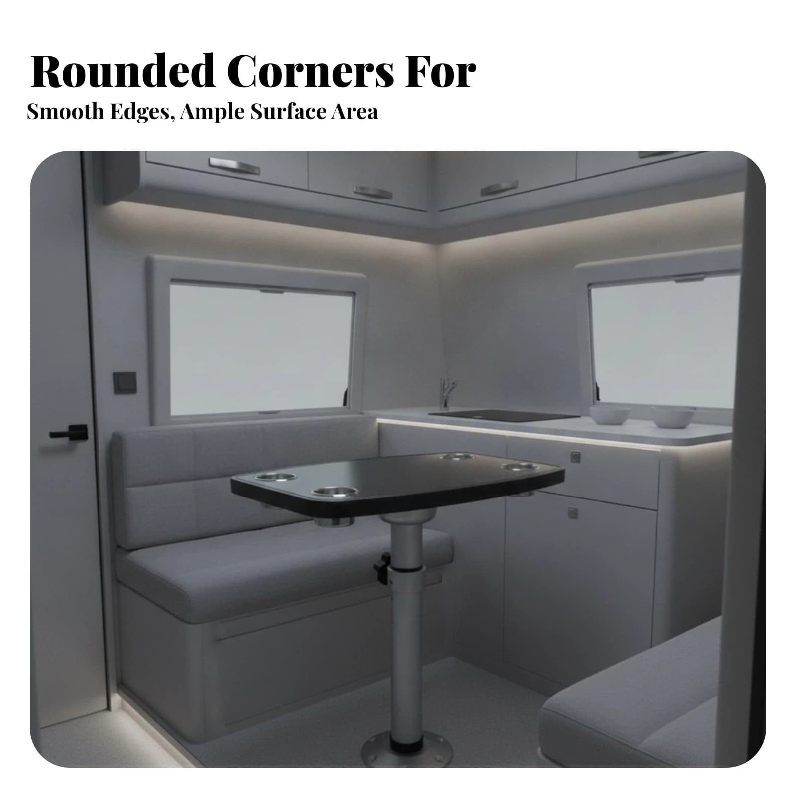 RV Tabletop with Cup Holder Glossy RV Table Board with Cup Holders Pedestal Table Board Space-Saving Furniture Easy to Clean