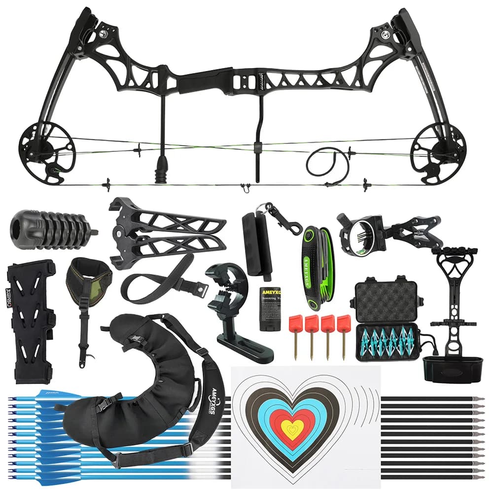 Set Arco Compound 30-70 libbre, Lunghezza di Trazione 19-31 Pollici, IBO 320fps per Adulti, Cacciatori, Pratica di Tiro all'Aperto