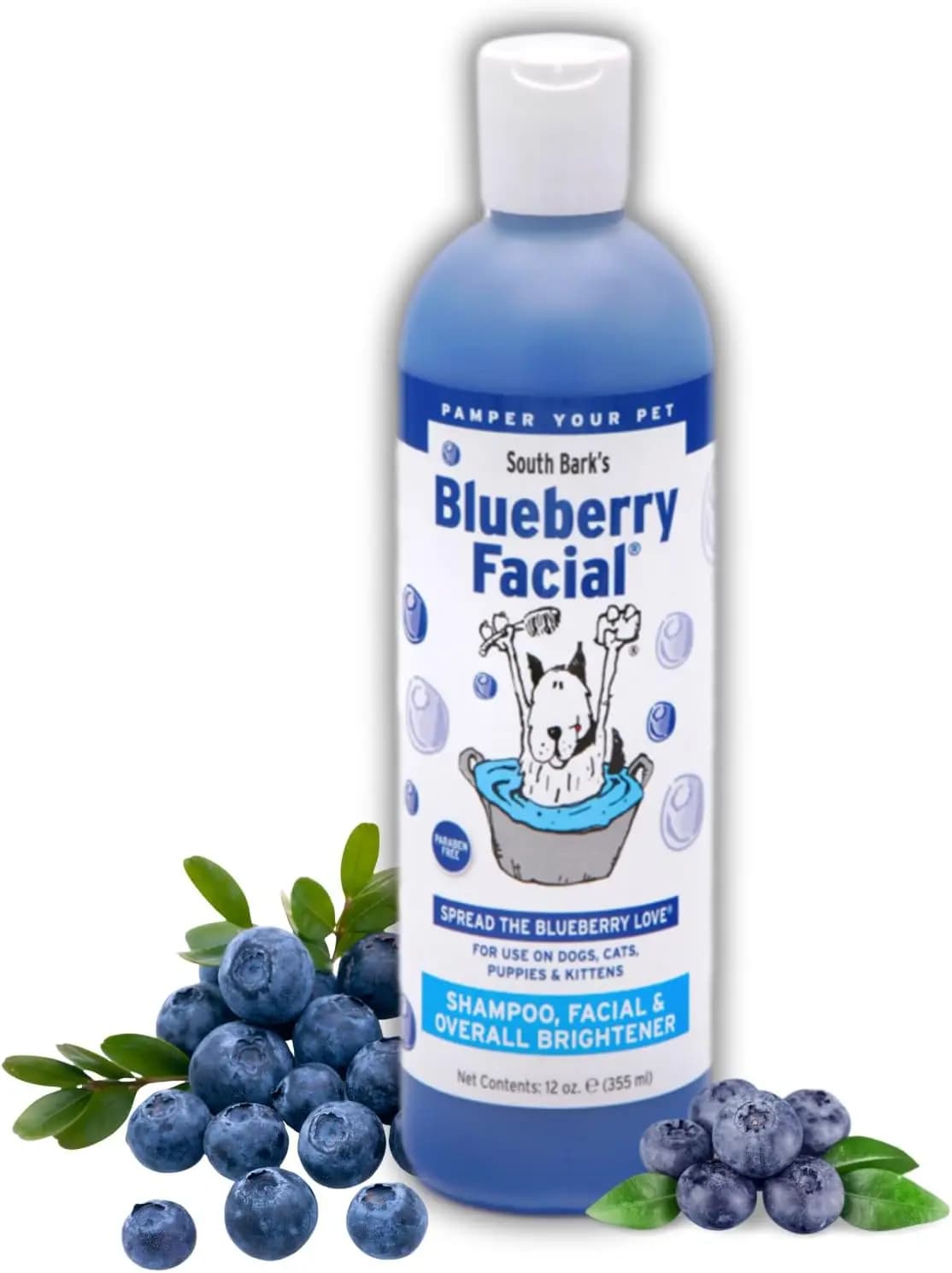 Shampoo Viso per Animali al Mirtillo 12 oz - Illumina, Rimuove le Macchie Lacrimali, Elimina gli Odori, Cruelty-Free per Cani e Gatti