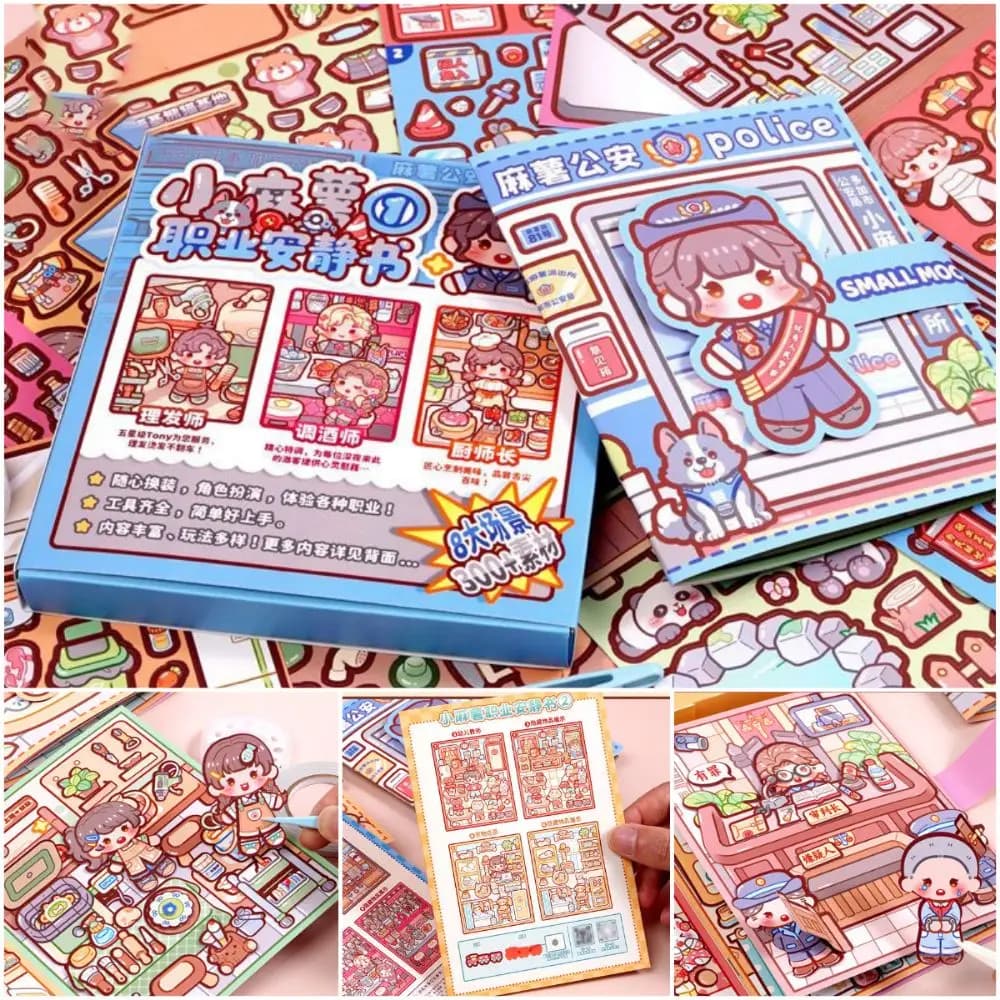 Libro Sensoriale Creativo Multicolore con 8 Scene Diverse 2.5D, Adesivi Miniatura, Gioco Educativo per l'Allenamento delle Mani