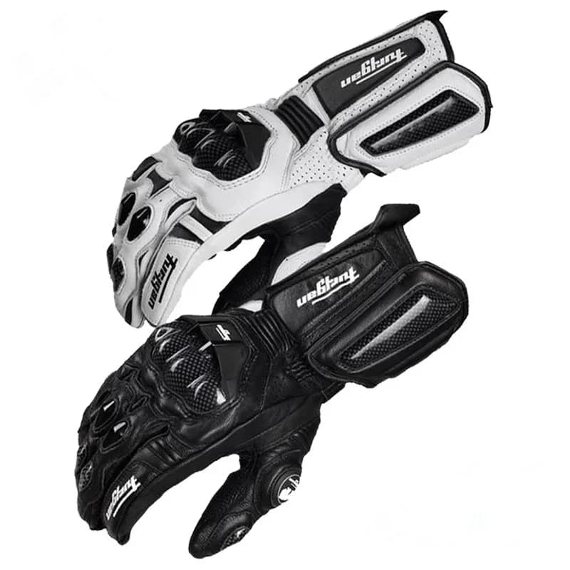 Guanti da moto da uomo in vera pelle AFS10 compatibili con touchscreen Protezione da motocross Guida all'aperto ventilata
