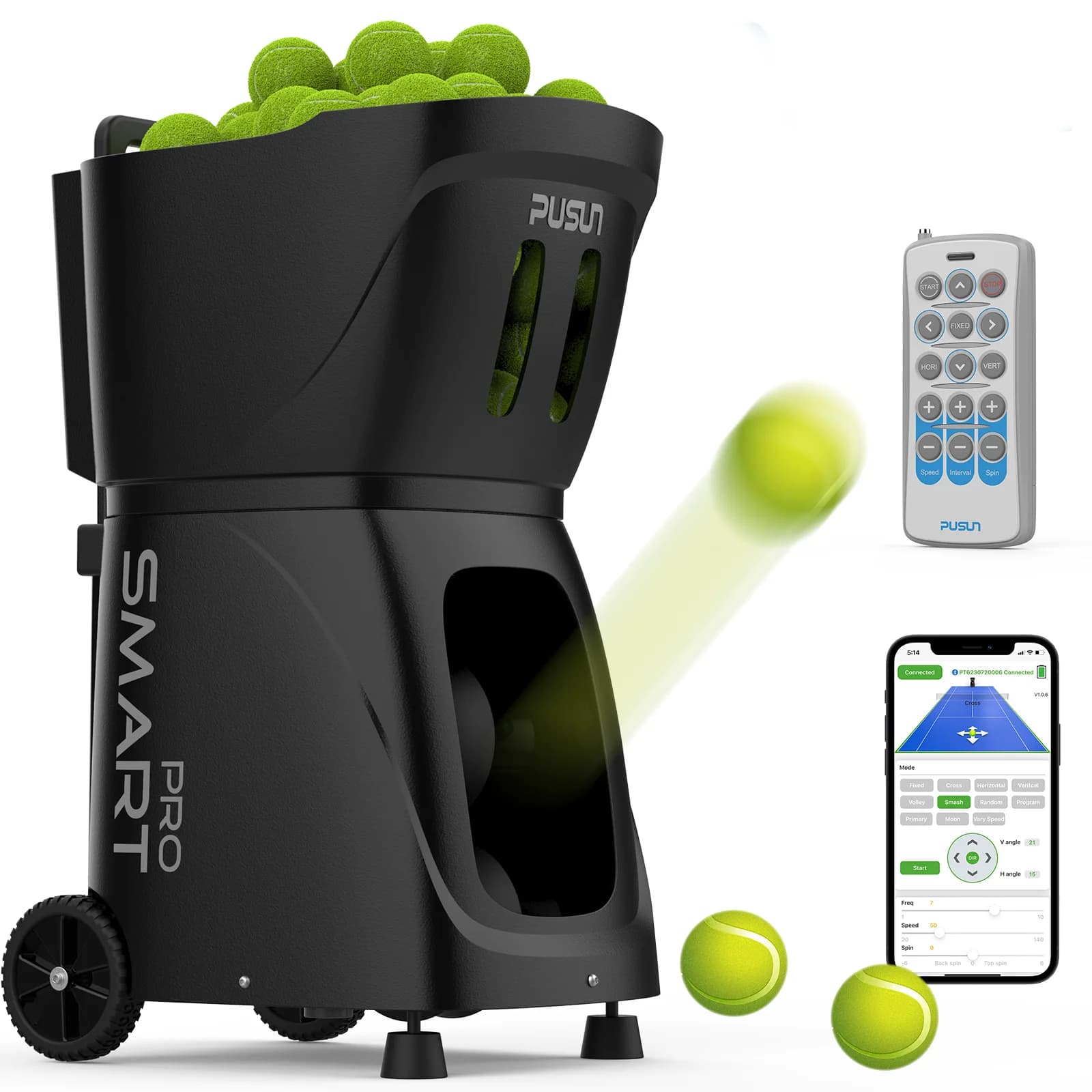 Macchina Professionale per Palline da Tennis Portatile, Attrezzatura Intelligente per Allenamento Tennis con Controllo APP 100