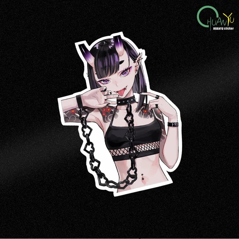 JDM anime diavolo ragazza con griglie adesivi adesivi per auto finestrini auto paraurti moto adesivi riflettenti anti acqua per auto