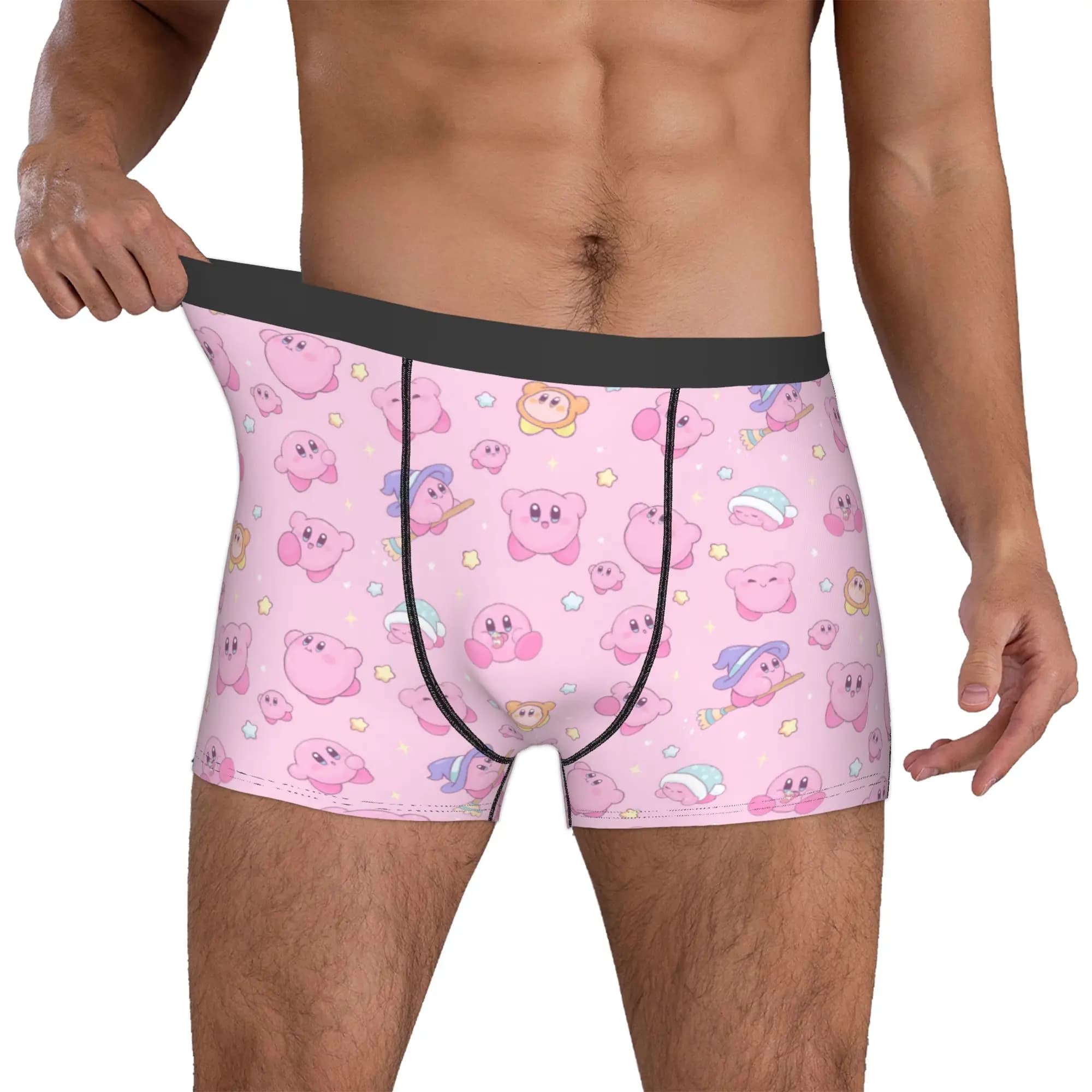 K-Kirbys Underwear Men Print Cartoon Doll Game Boxer Briefs Shorts Panties Soft Underpants
