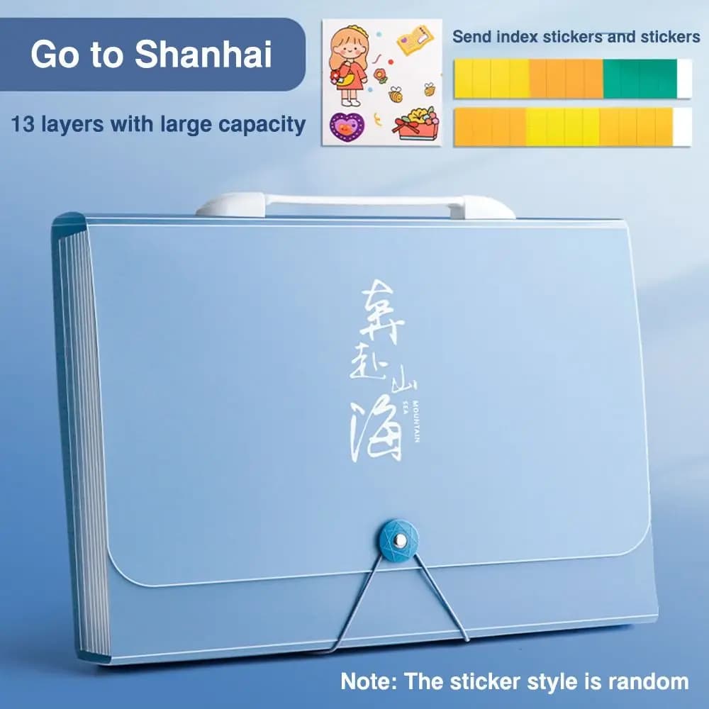 Fashion PP A4 File Folder 13 Layers Large Capacity File Organizer Portable Test Paper Storage Folder Students