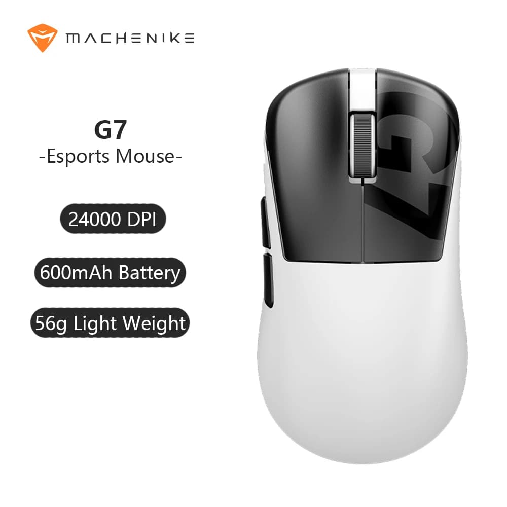 Machenike G7 Mouse da gioco USB con cavo, mouse wireless da 2,4 GHz, 24000 DPI, 80 IPS, 6 pulsanti, 56 g, RGB, per laptop, PC, mouse da gioco