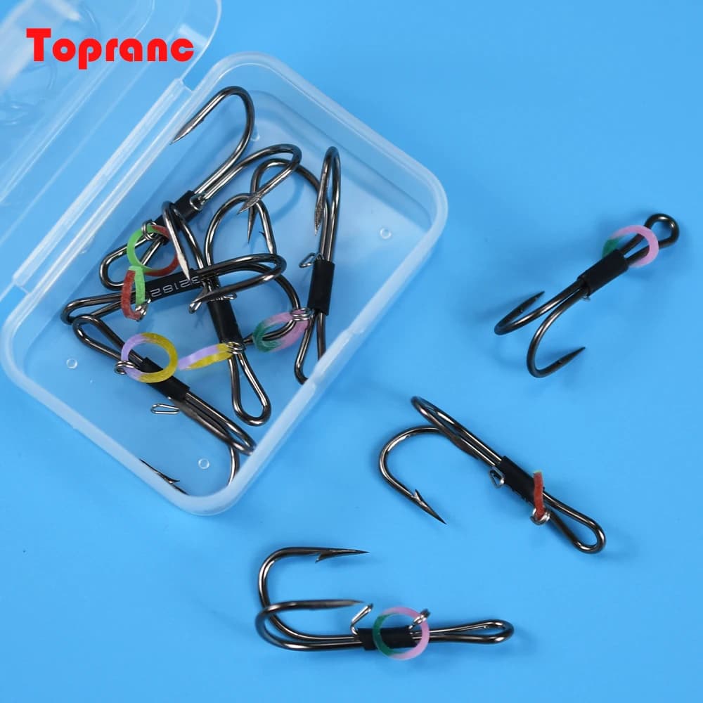 Topranc 5 pieces/6 pieces/box rear hooks for shrimps: barbeds, fishing bait hooks, butterfly hooks, double hooks for salted water corner