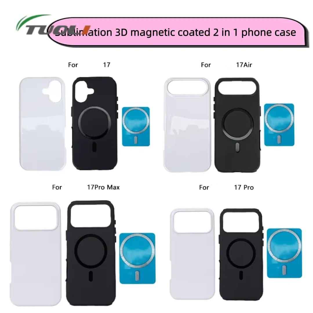 TUOLI Magnete 2 in 1 Custodia magnetica vuota per 17 17air 17pro 17promax Coperture per sublimazione 3D fai da te per telefono TL-X9