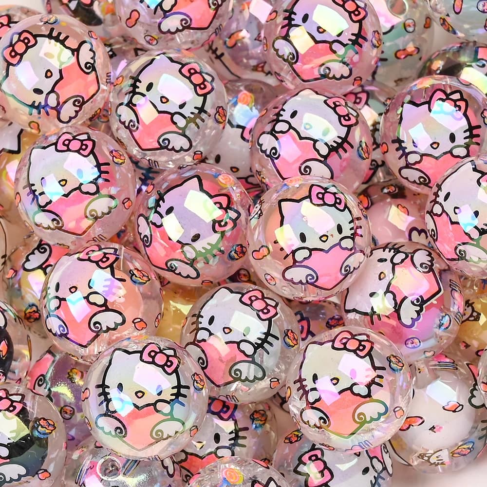 10 pz 16mm Sanrio Stampato Perline Acriliche Per Uso Alimentare Dentizione Perline Rotonde o Gioielli FAI DA TE Che Fanno Ciuccio Catena Dummy Holder